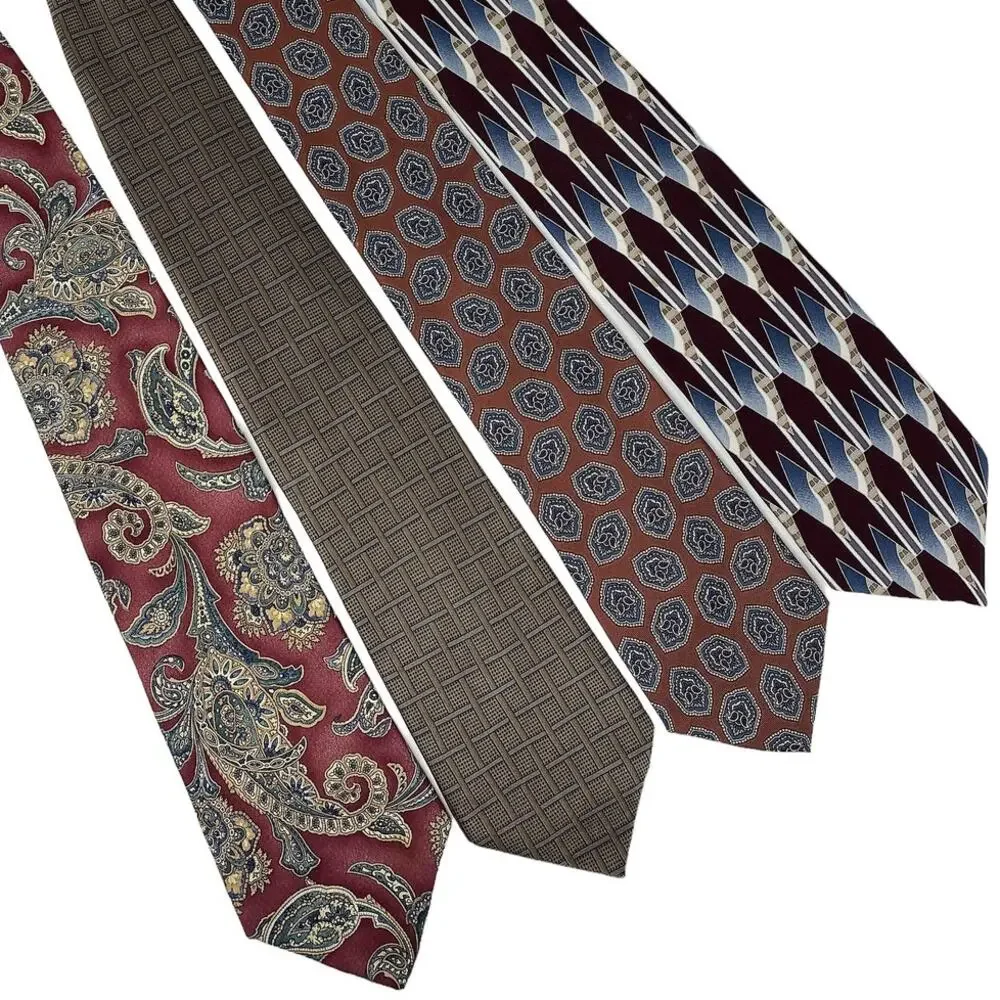 4 Brown Cranberry Men's Silk Neck Ties ~ Bill Blass ~ Salvatore Pellegrino ~ Etc
